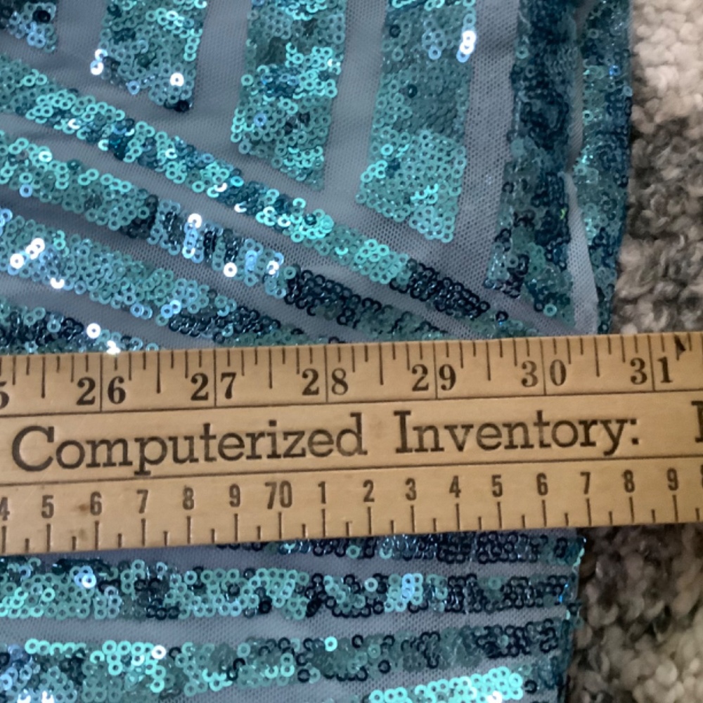 New ladies lined sequined 2X blue bell bottom pull on disco/party pants - Picture 2 of 5